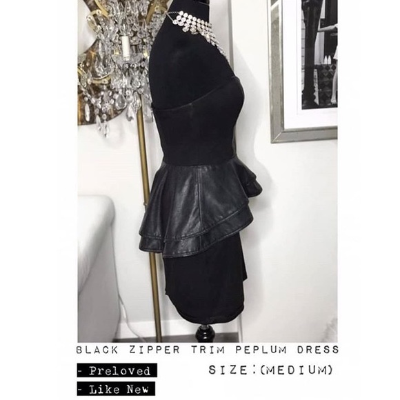 BEBE - ZIPPER TRIM PEPLUM DRESS - Picture 6 of 8